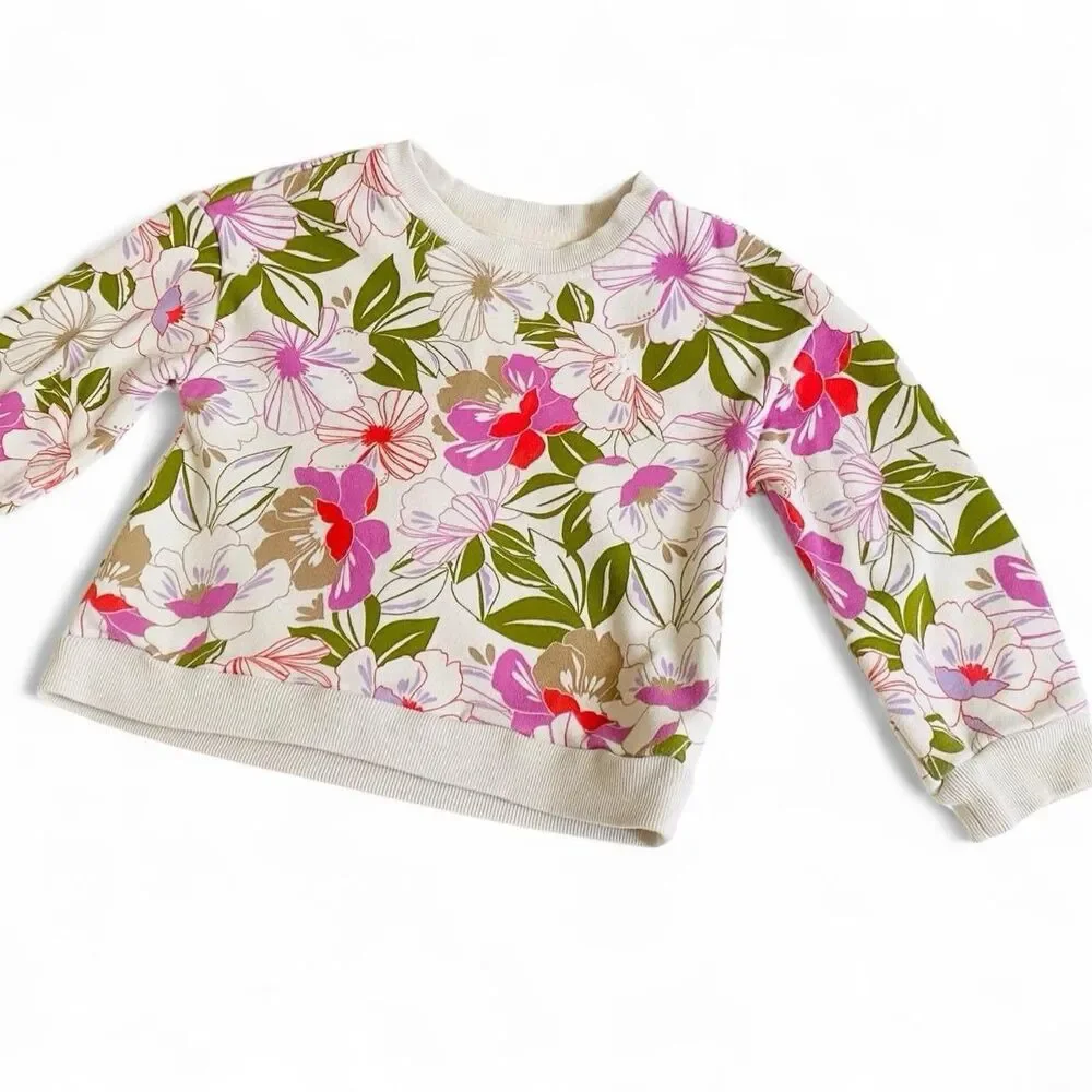 babyGap 3T Floral VintageSoft Sweatshirt Boho Cottagecore Fleece Pullover | EUC